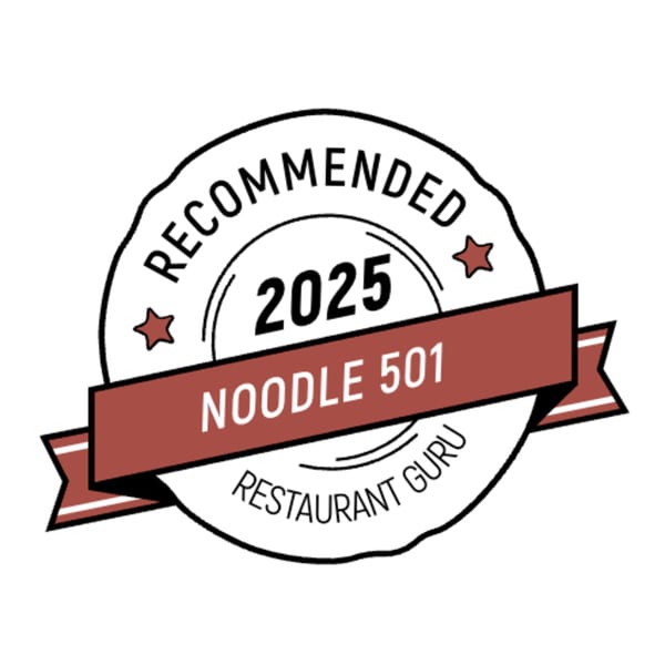 Restaurant Guru 2025 Recommended badge for Noodle 501, a noodle restaurant.