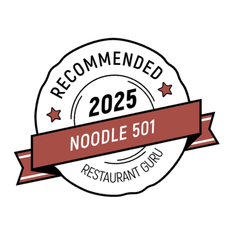 Restaurant Guru 2025 Recommended badge for Noodle 501, a noodle restaurant.